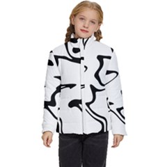 Black And White Swirl Background Kids  Puffer Bubble Jacket Coat by Cemarart