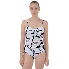 Black And White Swirl Background Sweetheart Tankini Set