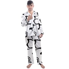 Black And White Swirl Background Men s Long Sleeve Satin Pajamas Set by Cemarart