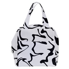 Black And White Swirl Background Boxy Hand Bag by Cemarart