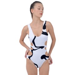 Black And White Swirl Background Side Cut Out Swimsuit by Cemarart
