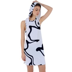 Black And White Swirl Background Racer Back Hoodie Dress by Cemarart