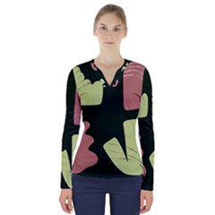 Elements Scribbles Wiggly Line V-neck Long Sleeve Top