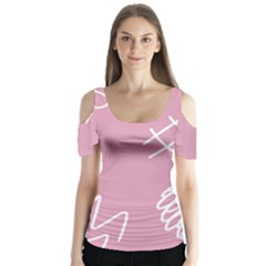 Elements Scribble Wiggly Lines Butterfly Sleeve Cutout T-shirt 