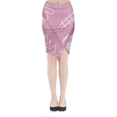 Elements Scribble Wiggly Lines Midi Wrap Pencil Skirt