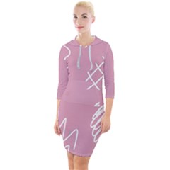Elements Scribble Wiggly Lines Quarter Sleeve Hood Bodycon Dress