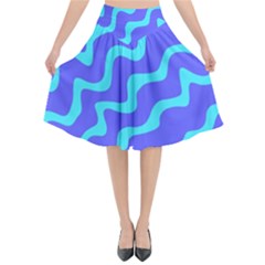 Purple Mint Turquoise Background Flared Midi Skirt