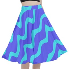 Purple Mint Turquoise Background A-line Full Circle Midi Skirt With Pocket by Cemarart