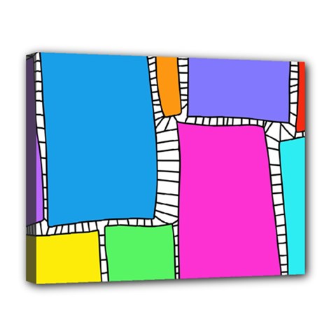 Shapes Texture Colorful Cartoon Canvas 14  X 11  (stretched)