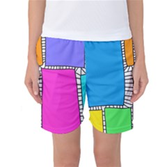 Shapes Texture Colorful Cartoon Women s Basketball Shorts