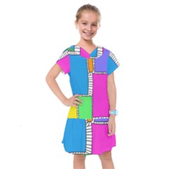 Shapes Texture Colorful Cartoon Kids  Drop Waist Dress