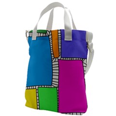 Shapes Texture Colorful Cartoon Canvas Messenger Bag by Cemarart