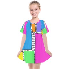 Shapes Texture Colorful Cartoon Kids  Smock Dress