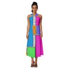 Shapes Texture Colorful Cartoon Sleeveless Cross Front Cocktail Midi Chiffon Dress by Cemarart