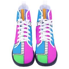 Shapes Texture Colorful Cartoon Men s High-top Canvas Sneakers by Cemarart