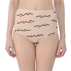 Lines Dots Pattern Abstract Classic High-waist Bikini Bottoms by Cemarart