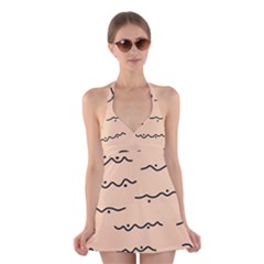 Lines Dots Pattern Abstract Halter Dress Swimsuit 