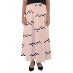 Lines Dots Pattern Abstract Flared Maxi Skirt
