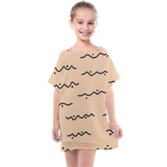 Lines Dots Pattern Abstract Kids  One Piece Chiffon Dress