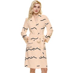 Lines Dots Pattern Abstract Long Sleeve Velvet Robe by Cemarart