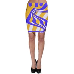 Print Pattern Warp Lines Bodycon Skirt