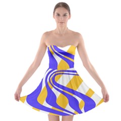 Print Pattern Warp Lines Strapless Bra Top Dress