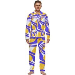 Print Pattern Warp Lines Men s Long Sleeve Velvet Pocket Pajamas Set