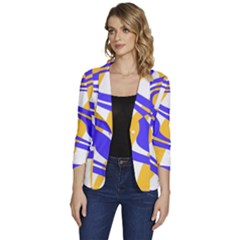 Print Pattern Warp Lines Women s One-button 3/4 Sleeve Short Jacket by Cemarart