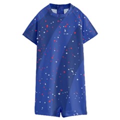 Texture Multicolour Ink Dip Flare Kids  Boyleg Half Suit Swimwear by Cemarart