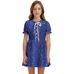 Texture Multicolour Ink Dip Flare Kids  Sweet Collar Dress by Cemarart