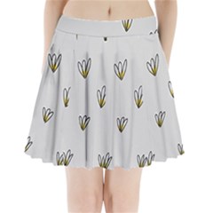 Pattern Leaves Daisies Print Pleated Mini Skirt
