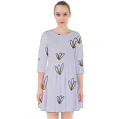 Pattern Leaves Daisies Print Smock Dress