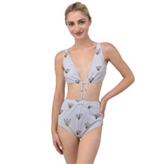 Pattern Leaves Daisies Print Tied Up Two Piece Swimsuit