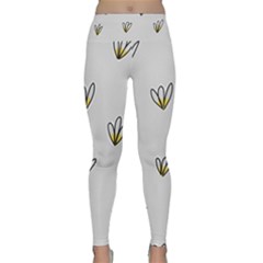 Pattern Leaves Daisies Print Lightweight Velour Classic Yoga Leggings