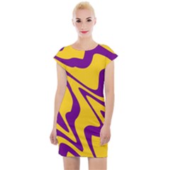 Waves Pattern Lines Wiggly Cap Sleeve Bodycon Dress