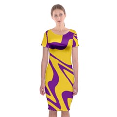 Waves Pattern Lines Wiggly Classic Short Sleeve Midi Dress