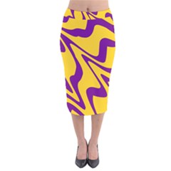 Waves Pattern Lines Wiggly Velvet Midi Pencil Skirt
