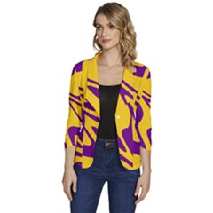 Waves Pattern Lines Wiggly Women s One-button 3/4 Sleeve Short Jacket by Cemarart