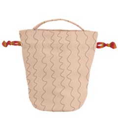 Lines Pattern Wiggly Minimal Print Drawstring Bucket Bag