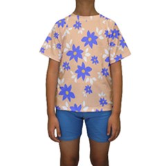 Flowers Pattern Floral Print Kids  Short Sleeve Swimwear