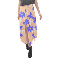 Flowers Pattern Floral Print Velour Split Maxi Skirt