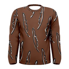 Feather Leaf Pattern Print Men s Long Sleeve T-shirt