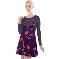 Pattern Petals Dots Print Seamless Plunge Pinafore Velour Dress