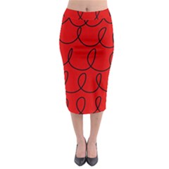 Red Background Wallpaper Midi Pencil Skirt