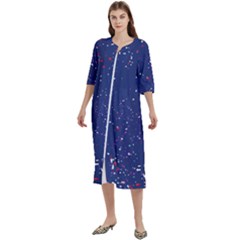 Texture Grunge Speckles Dots Women s Cotton 3/4 Sleeve Nightgown