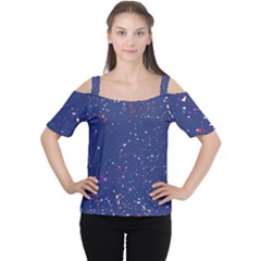Texture Grunge Speckles Dots Cutout Shoulder T-Shirt