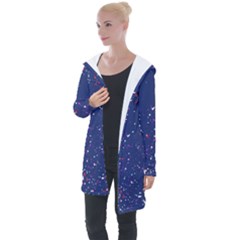 Texture Grunge Speckles Dots Longline Hooded Cardigan