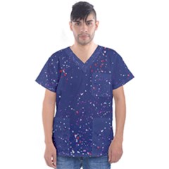 Texture Grunge Speckles Dots Men s V-Neck Scrub Top