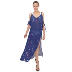 Texture Grunge Speckles Dots Maxi Chiffon Cover Up Dress