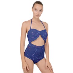 Texture Grunge Speckles Dots Scallop Top Cut Out Swimsuit